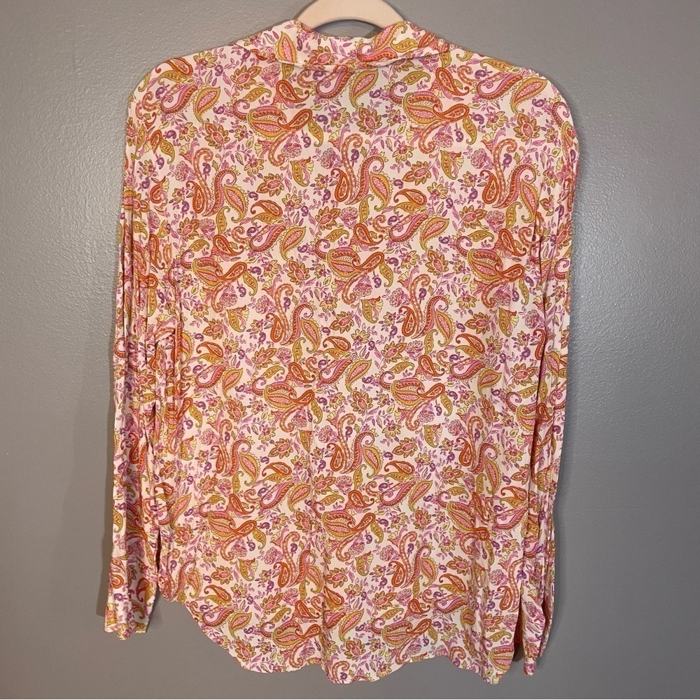 Zara Pink Paisley Print Button Up Blouse - Picture 5 of 6